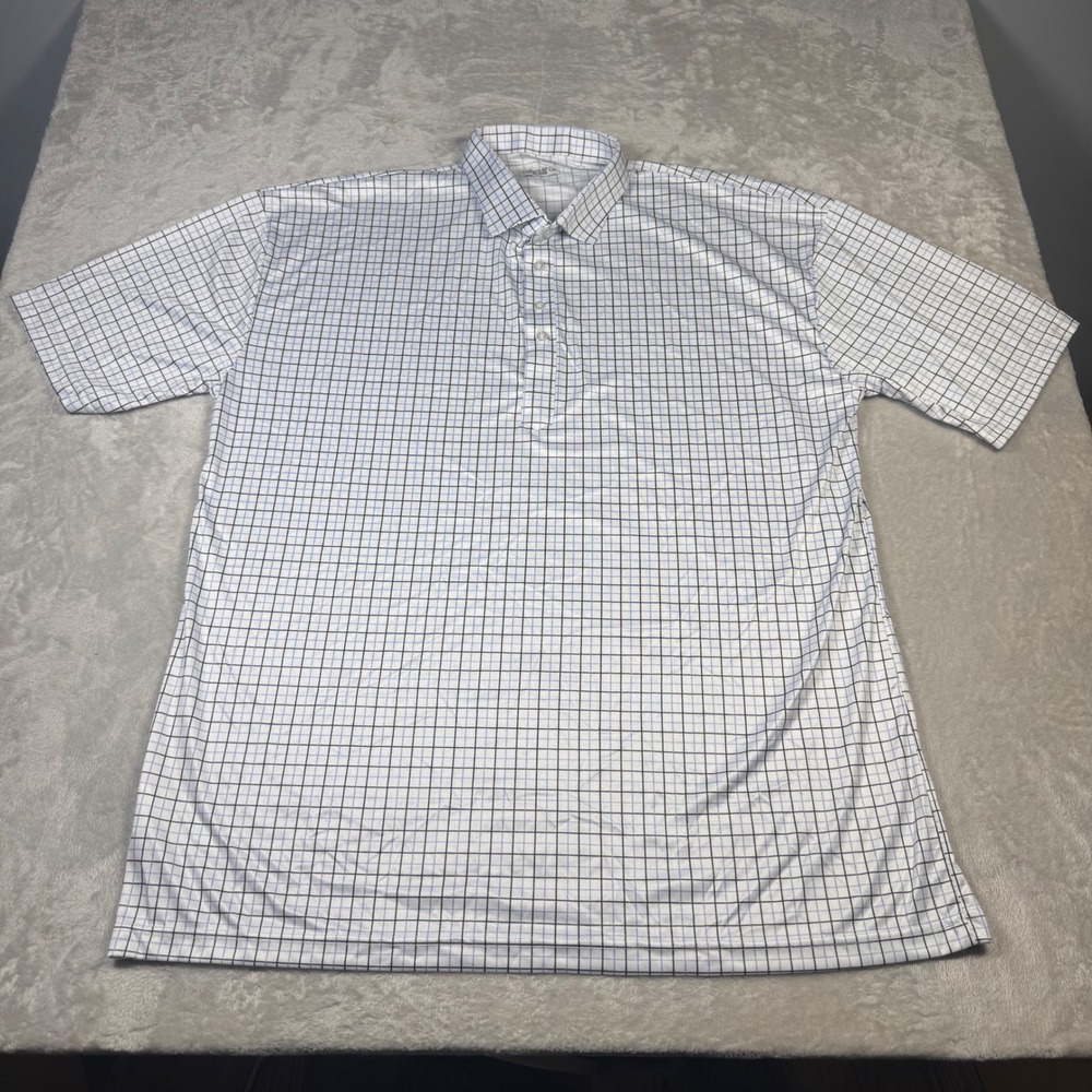 NWOT Collars & Co Dress Collar Polo Shirt Mens‎ 3XL White Blue Black Check